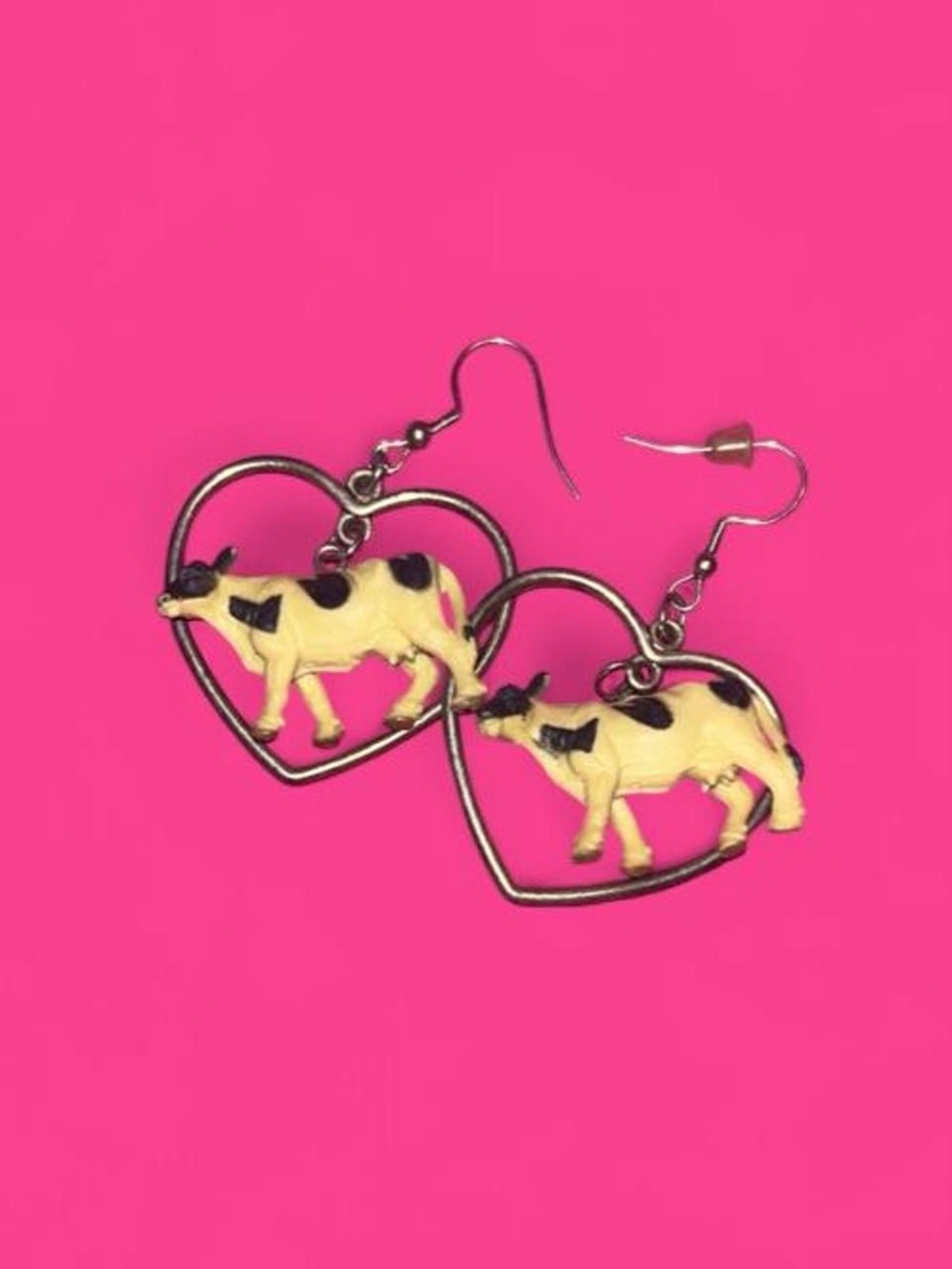 Y2K cow hoop earrings
